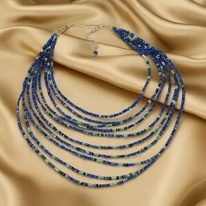 Multi-Color Layered Beaded Necklace – Silver Illusion Strands Women's Jewelry